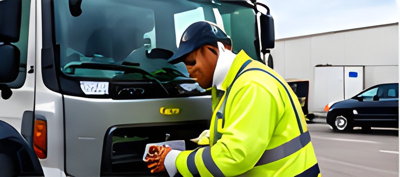 Compliance officer inspecting a vehicle