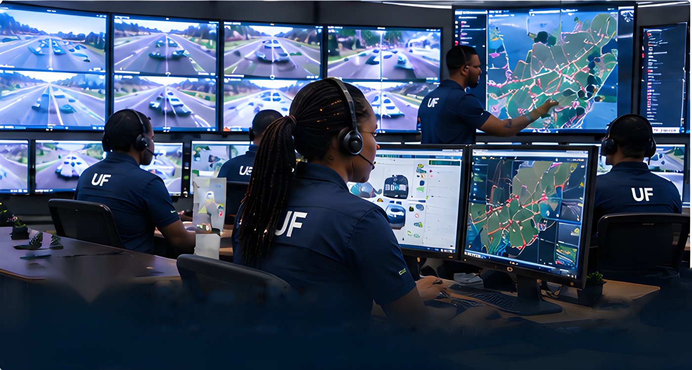 Control Room operators monitoring live traffic and trip maps